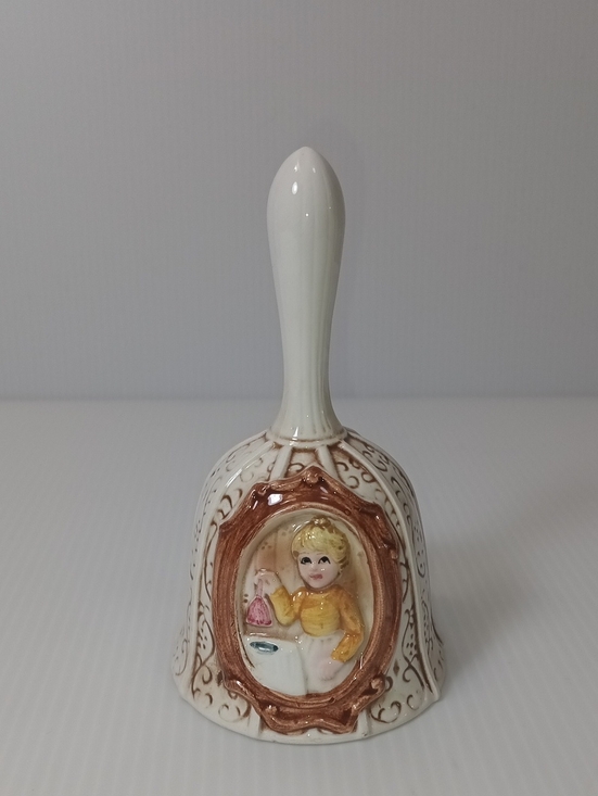 Other - Vintage Porcelain Bell with Pioneer Woman w/ a Bell Ornate Pattern 4 5/8" Tall